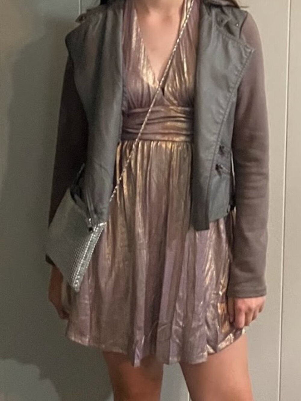 wild fable Metallic Lavender Strapless Halter Dress